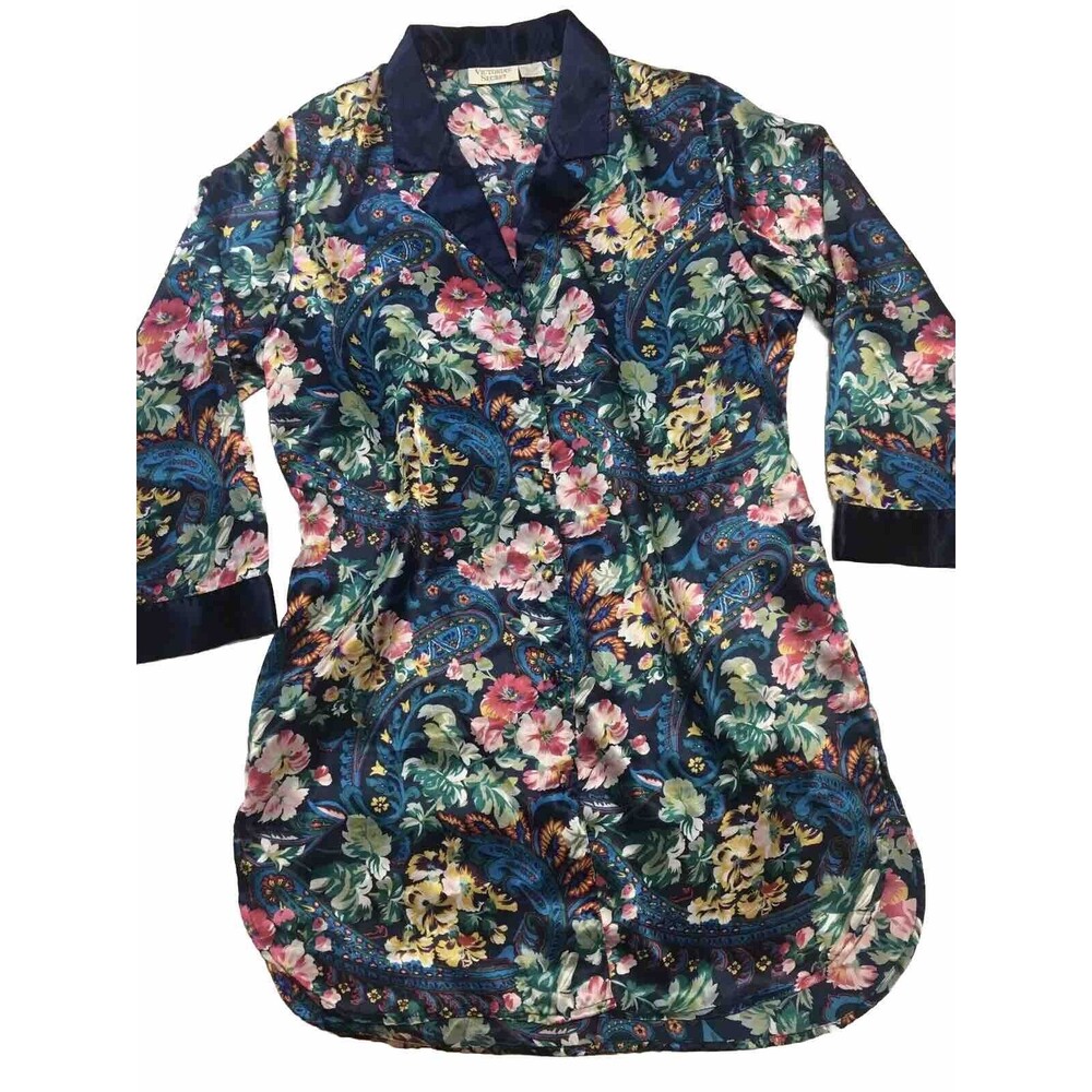 VTG Victoria’s Secret Gold Label Satin Floral Nightgown Sleep Shirt S